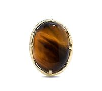 xinpeng Natural Stone Adjustable Finger Rings Semi Precious Oval Shaped Gemstone Jewelry For Women Anniversary Birthday Wedding Gift, Adjustable, stone, Tiger Eye
