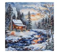 Xinpinzhou 11ct Cross Stitch, 11 Count Counted Stamped Pre Printed Cross Stitch Embroidery Kits for Adults Beginners Starter Advanced Easy Crossstitch Snow Landscape Patterns Set 40 x 40 cm