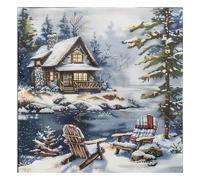 Xinpinzhou 11ct Cross Stitch, 11 Count Counted Stamped Pre Printed Cross Stitch Embroidery Kits for Adults Beginners Starter Advanced Easy Crossstitch Snow Landscape Patterns Set 40 x 40 cm