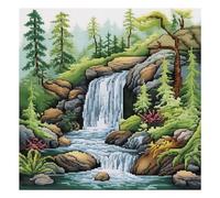 Xinpinzhou 11ct Cross Stitch, 11 Count Counted Stamped Pre Printed Cross Stitch Embroidery Kits for Adults Beginners Starter Advanced Easy Crossstitch Stream Landscape Patterns Set 40 x 40 cm