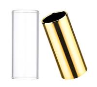 Xinpinzhou 2 Pieces Guitar Slide Ring, Medium Brass and Glass Finger Guitar Slides Tube for Electric Acoustic