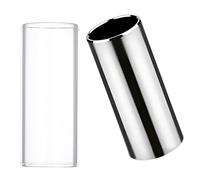 Xinpinzhou 2 Pieces Guitar Slide Ring, Medium Steel and Glass Finger Guitar Slides Tube for Electric Acoustic