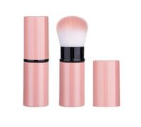 Xinpinzhou 2 Pieces Pink Retractable Makeup Brush, Retractable Blush Blusher Face Powder Kabuki Foundation Brush for Cheeks