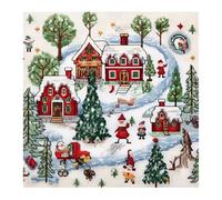 Xinpinzhou Christmas 11ct Cross Stitch, 11 Count Counted Stamped Pre Printed Cross Stitch Embroidery Kits for Adults Beginners Starter Advanced Easy Crossstitch Snow Landscape Patterns Set Wall Decor