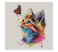 Xinpinzhou Colorful Cat 11ct Cross Stitch, 11 Count Counted Stamped Pre Printed Cross Stitch Embroidery Kits for Adults Beginners Starter Advanced Easy Crossstitch Animal Patterns Set Wall Decor 36x36