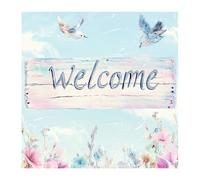 Xinpinzhou Cross Stitch Kits for Adults - 11CT Welcome Pre Printed Stamped Cross-Stitch Patterns, Advanced Embroidery Kit for Beginners, DIY Crossstitch Crafts for Wall Decor or Mum Gifts 12x12 Inch