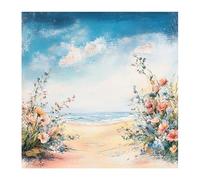 Xinpinzhou Cross Stitch Kits for Adults - 12x12 in Easy Washable Pre Printed Pattern, Advanced 11CT Stamped Embroidery Fabric, Seaside & Flowers Design Fit for DIY Home Decor, Mum Gifts & Craft Lover