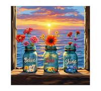 Xinpinzhou Cross Stitch Kits for Adults - 14x14 in Easy Washable Pre Printed Pattern, Advanced 11CT Stamped Embroidery Fabric, Quotes & Sea Design Fit for DIY Home Decor, Mum Gifts & Craft Lover