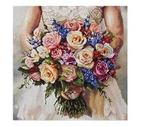 Xinpinzhou Flowers 11ct Cross Stitch, 11 Count Counted Stamped Pre Printed Cross Stitch Embroidery Kits for Adults Beginners Starter Advanced Easy Crossstitch Patterns Set Wall Decor 40x40 cm