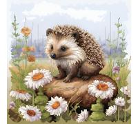 Xinpinzhou Hedgehog 11ct Cross Stitch, 11 Count Counted Stamped Pre Printed Cross Stitch Embroidery Kits for Adults Beginners Starter Advanced Easy Crossstitch Animal Patterns Set Wall Decor 36x36 cm