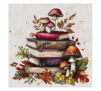 Xinpinzhou Mushroom 11ct Cross Stitch, 11 Count Counted Stamped Pre Printed Cross Stitch Embroidery Kits for Adults Beginners Starter Advanced Easy Crossstitch Patterns Set Wall Decor 30x30 cm