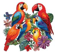 Xinpinzhou Parrot 11ct Cross Stitch, 11 Count Counted Stamped Pre Printed Cross Stitch Embroidery Kits for Adults Beginners Starter Advanced Easy Crossstitch Animal Patterns Set 30 x 30 cm