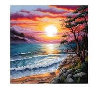 Xinpinzhou Seaside Landscape 11ct Cross Stitch, 11 Count Counted Stamped Pre Printed Cross Stitch Embroidery Kits for Adults Beginners Starter Advanced Easy Crossstitch Patterns Set Wall Decor 40x40