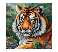 Xinpinzhou Tiger 11ct Cross Stitch, 11 Count Counted Stamped Pre Printed Cross Stitch Embroidery Kits for Adults Beginners Starter Advanced Easy Crossstitch Animal Patterns Set Wall Decor 36x36 CM