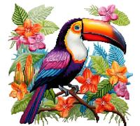 Xinpinzhou Toucan 11ct Cross Stitch, 11 Count Counted Stamped Pre Printed Cross Stitch Embroidery Kits for Adults Beginners Starter Advanced Easy Crossstitch Animal Patterns Set Wall Decor 30x30 cm