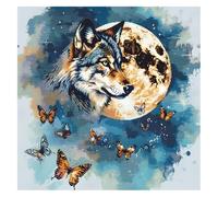 Xinpinzhou Wolf 11ct Cross Stitch, 11 Count Counted Stamped Pre Printed Cross Stitch Embroidery Kits for Adults Beginners Starter Advanced Easy Crossstitch Animal Patterns Set Wall Decor 40x40 cm