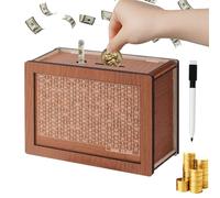 Xinpinzhou Wooden 10000 Saving Challenge Box for Adults, 10,000 10k Pound Coin Cash Vault Money Saver Saving Counter Wooden Piggy Bank Box for Boys With Numbers Cashbox Piggybank