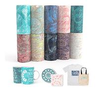 XINPOCUT infusible Transfer Ink Sheets 10pcs/Set, 4.5"x12" - Watercolor Marble Sublimation Transfer Paper for Cricut Joy Mug Press, Transfer Ink Sheets for DIY T-Shirts Mug Tote Bags Works