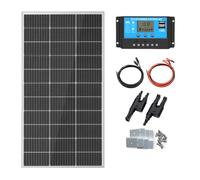 XINPUGUANG 100 Watt 12 Volt Solar Panel Kit : 100W Solar Panel+ 10A PWM Charge Controller+ Mounting Z Brackets, 100W 12V Solar Power Off Grid System for Home, RV, Boat.
