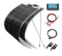 XINPUGUANG 200w Flexible Solar Panel Kit 2pcs 100w 18v Monocrystalline Solar Panels + 20A Charge Controller for Off- Grid System Motorhome, RV, Caravan, Camper, Boats, Roofs, Uneven Surfaces