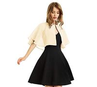 XinQi Women's Soft Chiffon Shawl Wraps Shrug for Evening Dress Wedding Cape Bolero Flapper Cover Up, Champagne, One Size