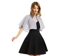 XinQi Women's Soft Chiffon Shawl Wraps Shrug for Evening Dress Wedding Cape Bolero Flapper Cover Up, Gray, One Size