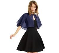 XinQi Women's Soft Chiffon Shawl Wraps Shrug for Evening Dress Wedding Cape Bolero Flapper Cover Up, Navy, One Size
