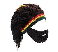 XINQIAO Men’s Knit Beard Hats Reggae Hair Style Rasta Headgear Beanie Funny Hats (Coffee)