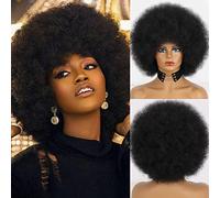 Xinran Miss Wig 8" Short Afro Kinky Curly Wigs for Black Women, Synthetic, Wig, Natural Black, Short