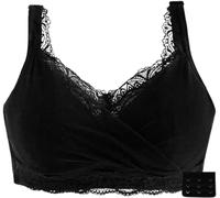 xinrishe Mastectomy Bra with Pockets for Prosthesis Sexy Lace Post Surgery Bra Wireless Full Coverage Everyday Bralette (Color : Black, Size : B_38/85)