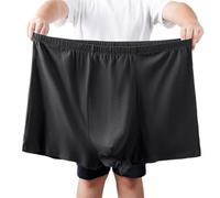 xinrishe Plus Size 2XL-10XL Men's Pure Cotton Boxer Briefs High Waist Loose Underwear Soft Comfort Flex Fit Underpants(Color:Black,Size:7XL)