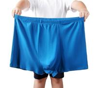 xinrishe Plus Size 2XL-10XL Men's Pure Cotton Boxer Briefs High Waist Loose Underwear Soft Comfort Flex Fit Underpants(Color:Light blue,Size:9XL)