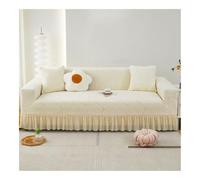 xinrishe Ruffled Sofa Cover High Stretch Sofa Slipcover Jacquard Universal Spandex Couch Covers For Living Room Easy Fit Washable Furniture Cover With Skirt(Off white,3 seaters(190-230cm))