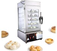 XINRISHENG Hot Food Display Cabinet Warmer,Electric Bun Steamer Commercial 1200W 5-Layer Stainless Steel Frame with Temperature Control