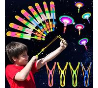 xinrongda 20PCS Helicopter Slingshot Toy with LED Lights, Flying Toy Glow in the Dark, Light Up Catapult Flying Sparklers Toys for 6+ Year Old Boy, Party Supplies and Party Bag Fillers for Kids
