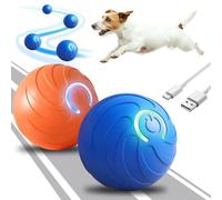 xinrongda 2PCS Interactive Dog Toys, Automatic Active Rolling Ball for Small Medium Dogs, Moving Dog Toys for Boredom, USB Rechargeable Electric Bouncing Ball with LED Light for Indoor Outdoor