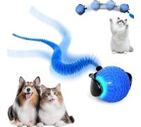 xinrongda Cat Toys Ball, Interactive Cat Toy for Indoor Cats, Electric Automatic Rolling Dog Ball with Tail, Smart Interactive Kitten Toy, 3 Speeds Rechargeable Moving Cat Ball for Bored(Blue)