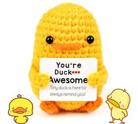 xinrongda Funny Positive Duck Wool Gifts, Mini Knitted Duck Doll with Card, Motivational Gift, Leaving Gifts, Good Luck for Patient, Bosom Friend, Girlfriend, Team