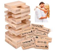 Xinrongda Lust Tower Couples Game, 48-Piece Valentine Tumbling Tower Stacking Blocks, Wooden Block Game Gifts for Adults Night Party