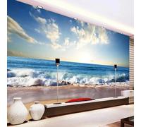 XINRUYI 3D Mural Wallpaper Featuring Beautiful Beach and Seascape Waves wall Art Stickers for Bedroom and Living Room Decoration.
