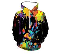 XINRUYI 3D Printed Colourful Abstract Style Cool Print Casual Hooded Sweatshirt for Men and Women Autumn/Winter Wear