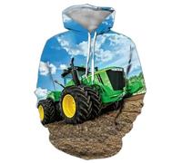 XINRUYI Autumn/Winter 3D-Printed Tractor Series Hooded Sweatshirts for Boys and Girls in a Relaxed Street Style
