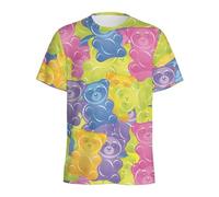 XINRUYI Cartoon Candy Pattern 3D Printed Gummy T-Shirt for Boys and Girls, Casual Summer Loose-Fit Round Neck Short-Sleeve T-Shirt