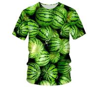 XINRUYI Creative watermelon fruit 3d T-shirt boy girl summer casual round neck short sleeve student top
