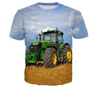 XINRUYI Cute 3D-Printed Car Tractor T-Shirt Summer Casual Boy Girl Unisex Top Clothing