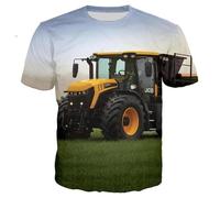 XINRUYI Cute 3D-Printed Car Tractor T-Shirt Summer Casual Boy Girl Unisex Top Clothing