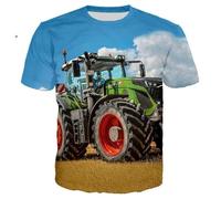 XINRUYI Farm Field Auto Tractor Printed T-Shirt Casual Street Boys Girls Round Neck Tops Clothing