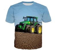 XINRUYI Farm Field Car Tractor Printed T-Shirt Casual Street Boys Girls Crew Neck Top Clothing