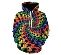 XINRUYI Multi-coloured swirl flame hooded sweatshirt 3D hoodie for men and women, autumn/winter fun pullover clothing
