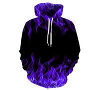 XINRUYI Multicoloured Purple Flame Hooded Sweatshirt 3D Sweatshirt for Men and Women Autumn/Winter Fun Pullover Clothing